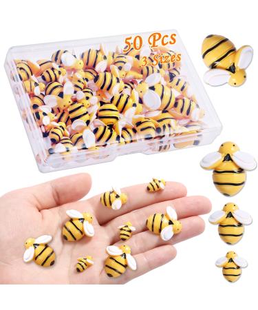 CCOZN 50 Pieces Tiny Resin Bees Tiny Resin Garden Bumblebees Embellishment Bee Decors with Box DIY Wreath Bees Decoration for DIY Crafts Scrapbooking Party Home Decor