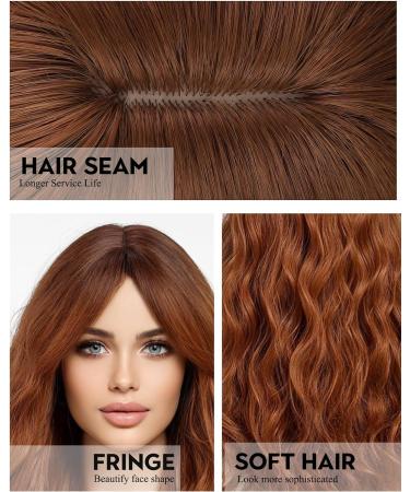 Wokestar Long Auburn Synthetic Hair Wig for Women with Curtain Fringe - Shop Now - Buy Online on SooperMarket.com