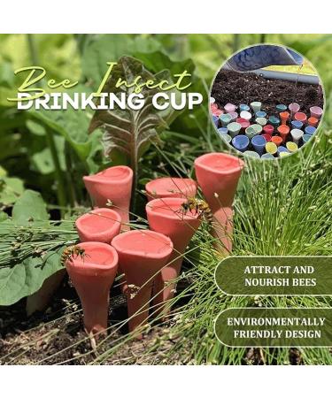 Colorful Bee Insect Drinking Cup Bee Insect Drinking Cup Thirsty Pollinators Need a Drink Bee Cups for Thirsty Bees Garden Bees Need Safe Places to Drink for Garden Decor (Yellow  - Buy Online on SooperMarket.com