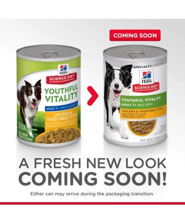 Hill's Science Diet Senior 7+ Canned Dog Food Savory Stew with Beef & Vegetables 12.8 oz 12 Pack wet dog food & Adult 7+ Senior Vitality Canned Dog Food Chicken & Vegetable Stew 12.5 oz - Buy Online on SooperMarket.com