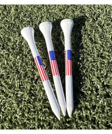 American Flag Wood Golf Tees - 2 3/4 inch - 100 Pack - USA Golf Tees - Red White and Blue - Custom Design - Buy Online on SooperMarket.com