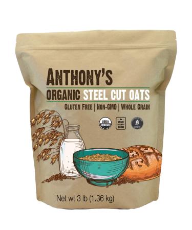 Anthony's Organic Steel Cut Oats, 3 lb, Gluten Free, Non GMO, Irish Oatmeal, Whole Grain