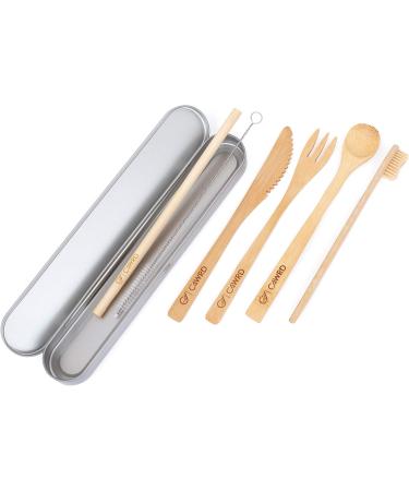 C4wrd Reusable 6-Piece Bamboo Cutlery Set in Metal Tin | Eco-Friendly Travel Utensils for On-the-Go Dining - Buy Online on SooperMarket.com