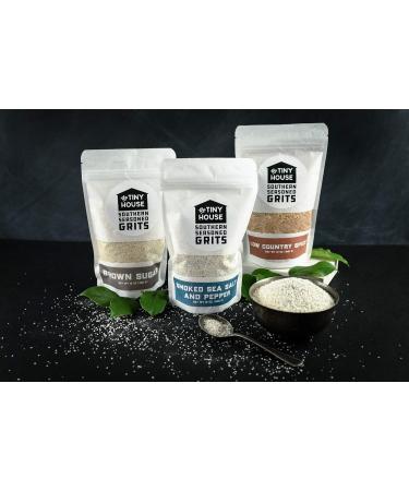 The Tiny House Stone Ground White Corn Seasoned Grits with Low Country Spice - Old Fashioned Flavored Grits - Easy to Prepare Southern Grits Proudly Made in the USA - 12 oz Bag Low Country Spice 12 Ounce - Buy Online on SooperMarket.com