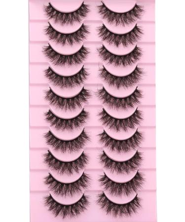 10 Pairs of EYDEVRO Natural Mink Eyelashes | Fluffy Wispy 15mm Cluster Extensions | C & D Curl Volume False Lashes with Cotton Band - Buy Online on SooperMarket.com