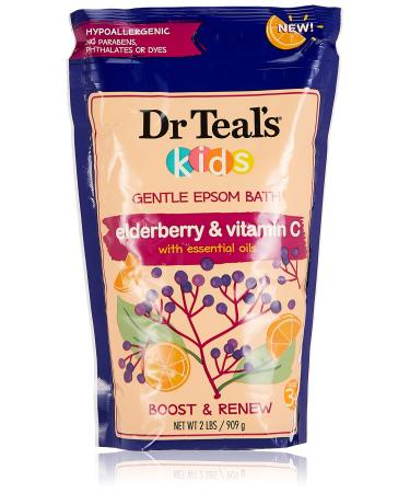 Dr Teal's Kids Pure Epsom Salt Soak with Elderberry, Vitamin E & Essential Oils, 2 lbs