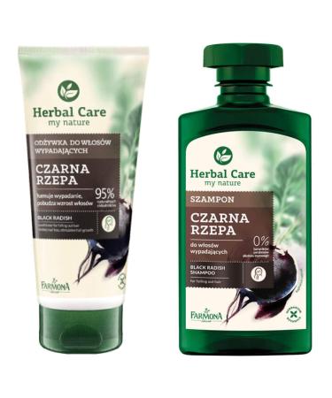 Herbal Care: BLACK RADISH Shampoo (330 ml) & BLACK RADISH conditioner (200 ml) - for falling out hair. Product from Poland.