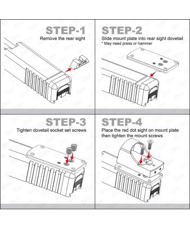 DPP Titanium Rear Sight Dovetail Mount for Glock - Compatible with Vortex Venom, Viper, Burris Fastfire, Docter - 7075T6 Aluminum - Black Anodized - Buy Online on SooperMarket.com