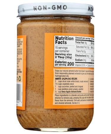 Once Again Almond Butter No Stir - Creamy, 16 oz | Healthy Natural Nut Spread - Buy Online on SooperMarket.com