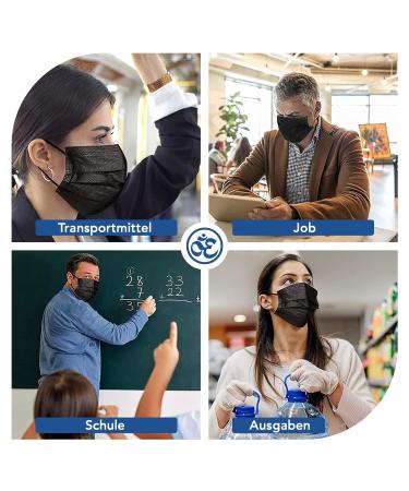 Buy Medical IIR Standard EN14683 Certified 3-Layer Disposable Masks - BFE 98% - 100 Pack Black Oral Masks for International Shipping - Buy Online on SooperMarket.com
