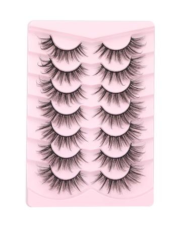 Geeneiya Wispy Mink Lashes Multipack - 7 Pairs 18mm Long Strip Lashes for Natural Volume & Fluffy False Eyelashes with Cat Eye Fairy Look - Buy Online on SooperMarket.com