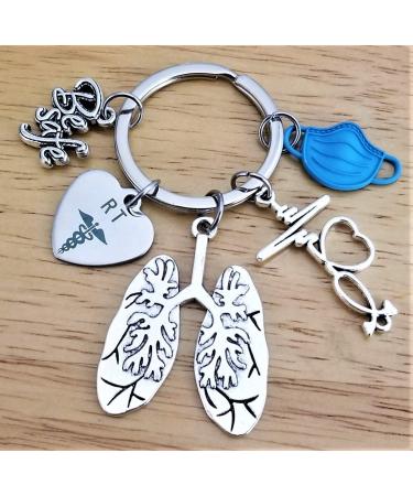 RT Respiratory Therapist Keychain | Perfect Respiratory Therapy Gift for Lung Specialists | EKG ECG Heartbeat Stethoscope Charm - Buy Online on SooperMarket.com