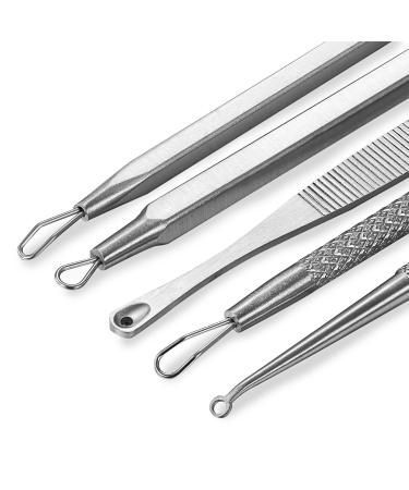 Jewelrywe 5pcs Blackhead Remover Tool Set - Stainless Steel Comedone Extractor for Acne & Blackhead Removal - Buy Online on SooperMarket.com