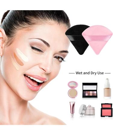 WLLHYF 6-Piece Triangle Powder Puff Set with Soft Velour for Makeup Application - Black & Dark Pink - Buy Online on SooperMarket.com