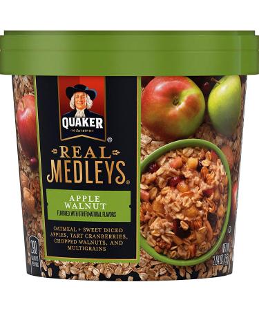 Quaker Real Medleys Oatmeal+ Apple Walnut Oatmeal Cups 12 Count (Pack of 1)