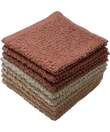 Petal Cliff Set of 8 Popcorn Weave Washcloths - Exfoliate Hands, Body, or Face - Extra Absorbent Ring Spun Cotton - 12 X 12 Size (Coral Sand Rose) - Buy Online on SooperMarket.com