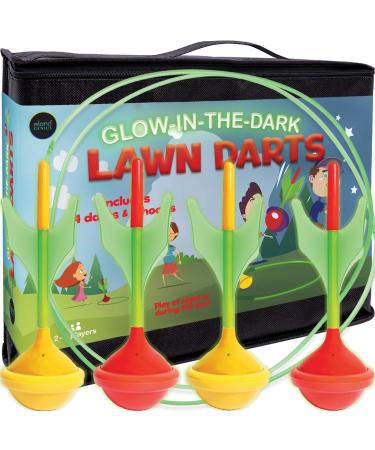 Island Genius Glow in The Dark Lawn Darts Outdoor Yard Game for Kids Teens Adults and Family | Fun Backyard Beach or Tailgate Toss Games for Outside Day or Night