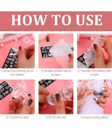 Junebrush Double-Sided Nail Stamp Set - Clear French Manicure Silicone Stamping Tool & Design Accessories for Nail Art - Buy Online on SooperMarket.com