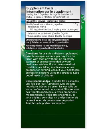 Host Defense Reishi Mushroom Capsules - 120 Count Liver Health Support Boost Energy & Stress Resistance with Polysaccharides & 1000mg Mushroom per Serving - Mushroom Supplements for natural immunity Mushroom Powder Extract Pills Host Defense Mushrooms 120 - Buy Online on SooperMarket.com
