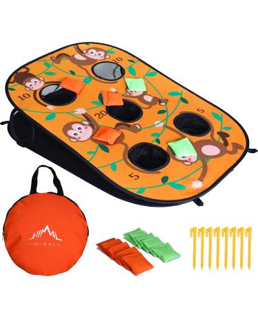Himal Collapsible Portable 5 Holes Cornhole Game Cornhole Set Bounce Bean Bag Toss Game with 10 Bean Bags,Tic Tac Toe Game Double Games (3 x 2-Feet, Single Board)