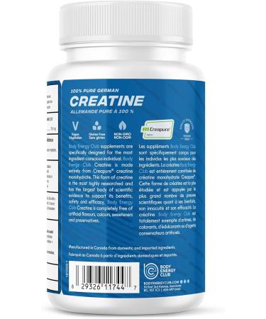 Body Energy Club Creapure Creatine - Gluten-Free Creatine Supplement for Muscle Growth - Improves Strength and Performance for Athletes - Premium Creatine Capsules for Workouts - 150 Capsules - Buy Online on SooperMarket.com