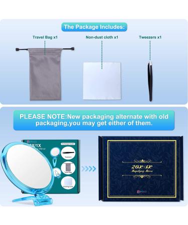 5-Inch 20X Magnifying Mirror | Two Sided | Folding Makeup Mirror for Makeup Application, Tweezing & Blackhead Removal - Blue - Buy Online on SooperMarket.com