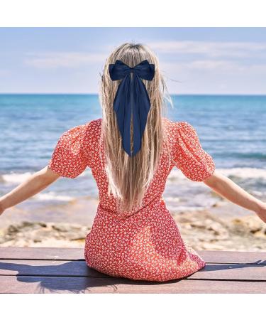 Buy Wllhyf Navy Blue Hair Clips - Big Bow Satin Hairpins & 90s Accessories for Women & Girls - Buy Online on SooperMarket.com