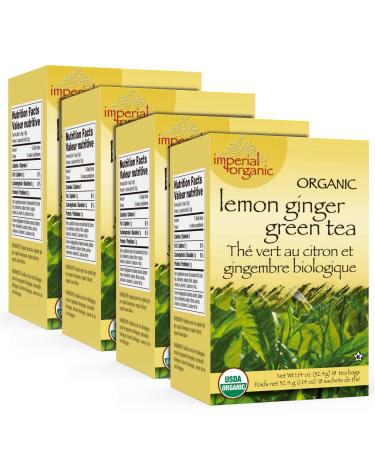 Uncle Lee’s Organic Lemon Ginger Green Tea, 100% Natural Premium Green Tea Bags, Fresh Flavor, Enjoy with Honey, Hot Tea or Iced Tea Beverages, 4 Pack - 18 Tea Bags per Box