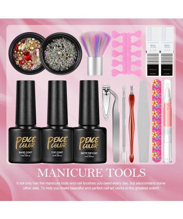 PEACECOLOR Gel Nail Kit with 36W Lamp - 20 Color Starter Set with Glossy & Matte Top Coats - Manicure Tools for DIY at Home - Buy Online on SooperMarket.com