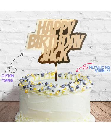Cakeshop Cake Decoration Pack | Happy Birthday Premium 3mm Mirror Acrylic Plastic Cake Topper Sign & 25g Party Pack of Cake Sugar Sprinkles | Custom Name Cake Decorations (Gold) Non-Prime Mirror Acrylic: Gold - Buy Online on SooperMarket.com