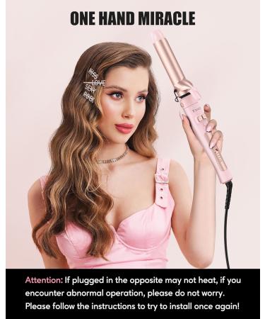 4-in-1 Interchangeable Automatic Rotating Curling Iron & Thermal Brush Set - Pink | Instant Heat 410 F for Effortless Curls - Buy Online on SooperMarket.com