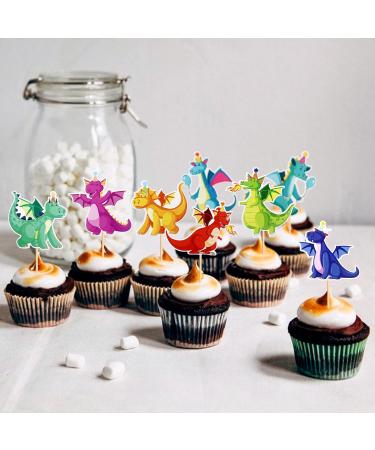 24-Piece Dragon Theme Cupcake Toppers | Mythical Cake Decorations for Weddings & Birthday Parties | Realistic Torte Picks & Event Party Accessories - Buy Online on SooperMarket.com