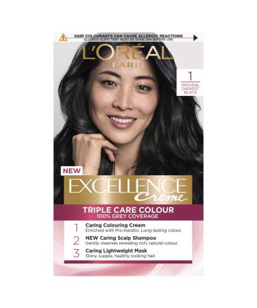 L'oreal Excellence 1.01 Blackest Black 3 pieces 250 g 1 Dark Black 1 piece (pack of 3)