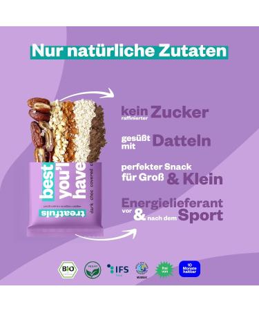 Buy Treatfuls Dark Bio-Erdnuss-Schoko Riegel Vegan Gluten-Free 100% Natural 20 x 40g | International Shipping Available - Buy Online on SooperMarket.com