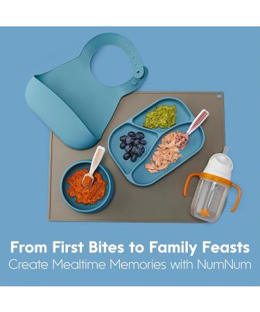 NumNum Baby Spoons Set - Pre-Spoon GOOtensils for Kids Aged 6+ Months - BLW Teething Spoon - Silicone Toddler Food Utensils - 2 Blue/Orange Spoons - Buy Online on SooperMarket.com