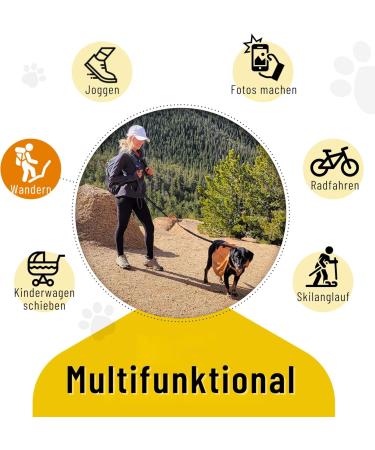 Premium Elastic-Free Jogging Leash for Large Dogs | 120-170 cm Adjustable | Orange | Comfortable Belly Belt & Removable Soft Loops - Buy Online on SooperMarket.com