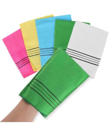 Wllhyf 5 pcs peeling gloves korean body peeling medium medium reusable large size bathroom washing cloth for deep clean dead dry skin cells remove skin dirt cleaning pores