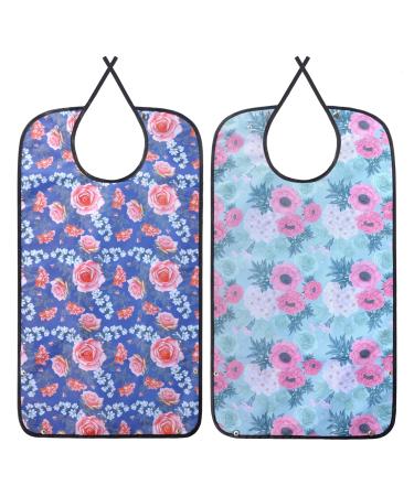 Baypify Adult Bibs for Seniors Waterproof Aprons for Adults for Men and Women Washable and Reusable Clothing Protectors with Mud Flaps Pink XL