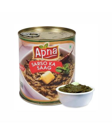Apna Sarson Ka Saag 850g Pack of 12 Ready to Eat Curried Mustard Leaves Indian Main Course