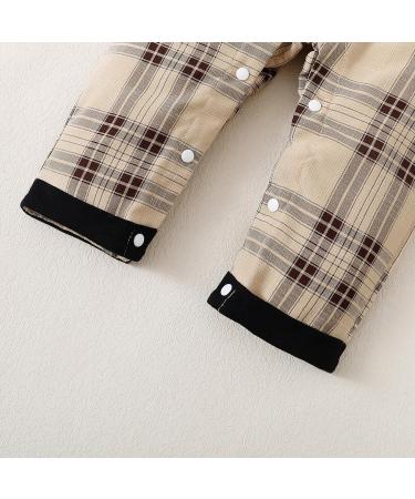 Puseky Baby Boy 3-6 Months Black Romper with Plaid Suspenders Overall Pants - Buy Online on SooperMarket.com