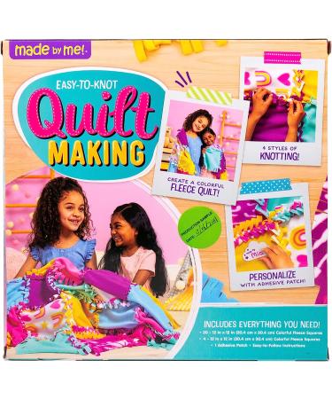 Made By Me Easy-to-Knot Fleece Quilt Making Kit - No Sewing Required - 59 x 39 Inches - Includes 20 Fabric Squares and Embellishments - Learn 4 Knotting Techniques - Multicolor - Buy Online on SooperMarket.com