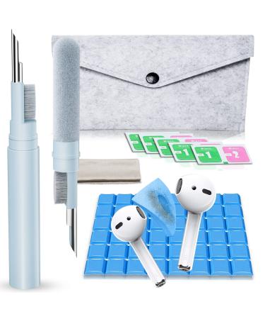 AKIKI Cleaner Kit Compatible with Airpods, Earbuds Cleaning kit for Airpods Pro 1 2 3, Phone Cleaner kit with Brush for Bluetooth Earbuds Cleaner, Wireless Earphones,iPhone,Laptop, Camera (Blue)