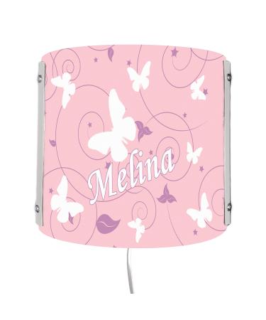 Creadesign WA-1032-51 butterfly pink purple children's room wall lamp personalized with name night light/slumbering for socket E14 22 x 22.5 x 8.5 cm