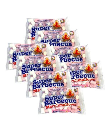 Mr. Mallo Super Barbecue Marshmallows Pink & White |Foam sugar goods mouse bacon |Soft candy for barbecue campfire or for grilling (8x 300g)