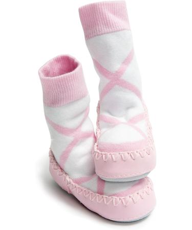 Mocc Ons Washable Leather Sole Slipper Socks (6-12 Months) - Ballerina - Buy Online on SooperMarket.com