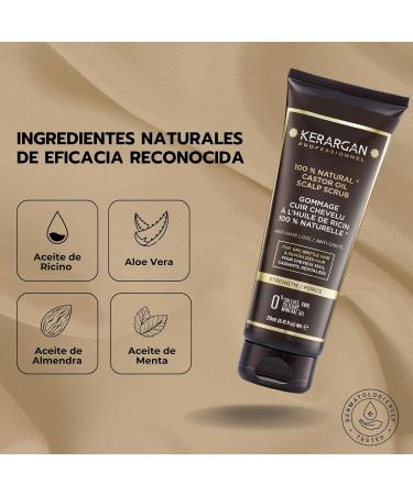Kerargan - Anti-Hair Loss Hair Scrub with Castor Oil - For a Healthy Scalp and Revitalized Hair - Enriched with Sweet Almond Oil and Aloe Vera - Sulfate-free GMO-free Silicone-free - 8.5 Fl oz - Buy Online on SooperMarket.com