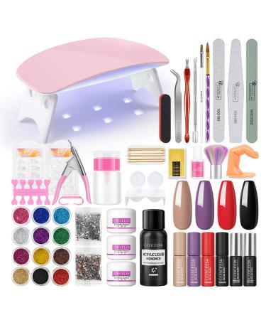Acrylic Nail Kit and Gel Nail Polish Kit with U V Light
