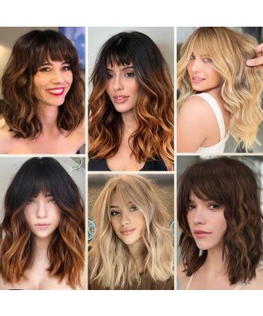 Buy Haircube Short Bob Wig with Bangs - Heat-Resistant Synthetic Ombre Brown Wig for Parties Cosplay & Daily Wear - Buy Online on SooperMarket.com