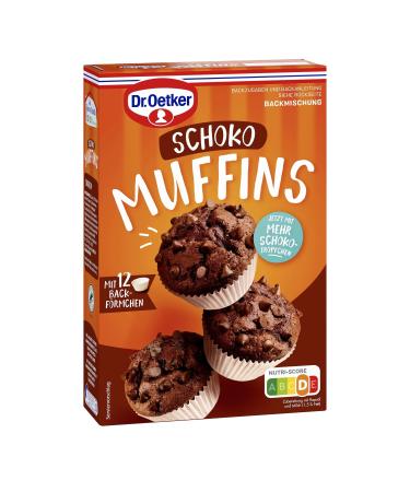 Dr.Oetker muffins chocolate 8 -pack (8 x 345 g) baking mix for bombed dough with chocolate drops for preparing 12 chocolate muffins including paper back shapes