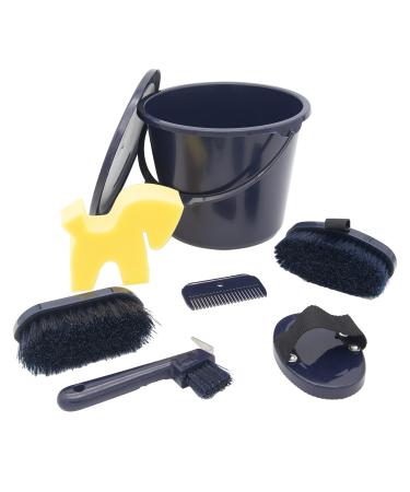 PFIFF 102361 Grooming set lockable grooming bucket filled grooming box horse care dark blue